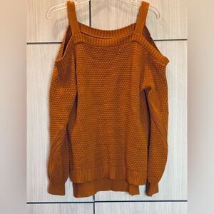 Maurices Open Shoulder Sweater Burnt Orange / Rust Colored Textured Weave Medium